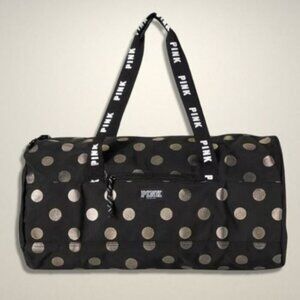 Victoria’s Secret PINK Duffle Bag‎ Secure Zip Closure Lightweight Black/Gold OS